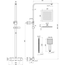 Ajax Claxby Square Thermostatic Bar Mixer Shower with Overhead Kit in Chrome