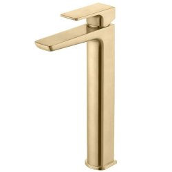 Ajax Burgh Brushed Brass Tall Basin Mixer