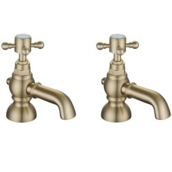 Ajax Trent Brushed Brass Bath Pillar Taps