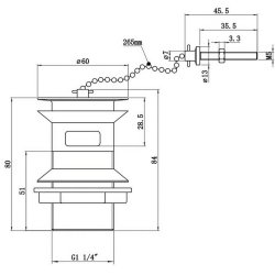 Ajax Chrome Slotted Plug and Chain Basin Waste