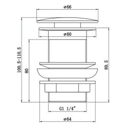 Ajax Matt Black Unslotted Easy Clean Click Clack Mushroom Basin Waste