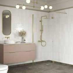 Ajax Reni 8mm Clear Glass 900mm Wetroom Panel in Brushed Brass