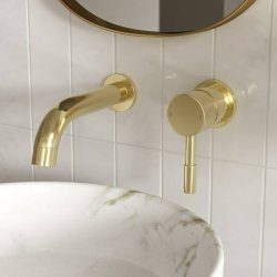 Ajax Ouse Brushed Brass Wall Mounted Basin Mixer