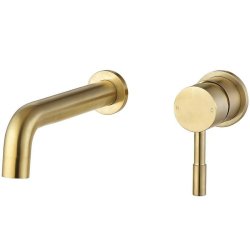 Ajax Ouse Brushed Brass Wall Mounted Basin Mixer