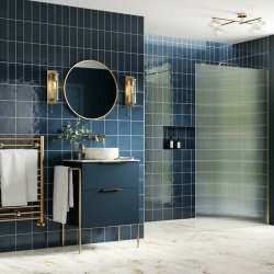 Ajax Reni 8mm Fluted Glass 800mm Wetroom Panel in Brushed Brass