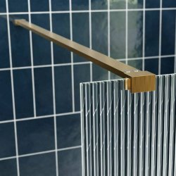 Ajax Reni 8mm Fluted Glass 800mm Wetroom Panel in Brushed Brass