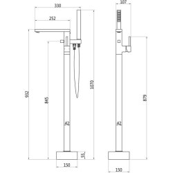 Ajax Yarmshaw Chrome Floor Standing Bath Shower Mixer