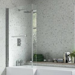 Ajax Chrome L Shape Bath Screen with Rail