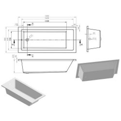 Ajax Armthorpe 1800 x 800mm Square Single Ended Bath