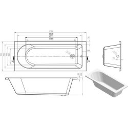 Ajax Langton 1700 x 700mm Round Single Ended Bath