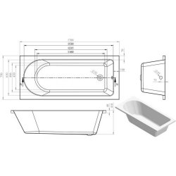 Ajax Langton 1700 x 750mm Round Single Ended Bath