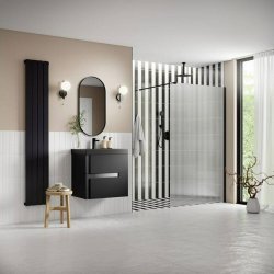 Ajax Reni 8mm Fluted Glass 800mm Wetroom Panel in Black