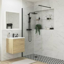 Ajax Reni 8mm Clear Glass 1200mm Wetroom Panel in Black