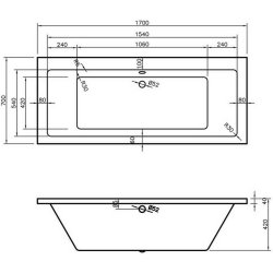 Ajax Armthorpe 1700 x 700mm Square Double Ended Bath