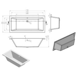 Ajax Armthorpe 1700 x 800mm Square Double Ended Bath