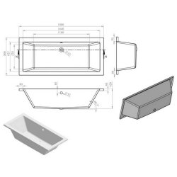 Ajax Armthorpe 1800 x 800mm Square Double Ended Bath