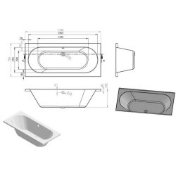 Ajax Langton 1700 x 750mm Round Double Ended Bath