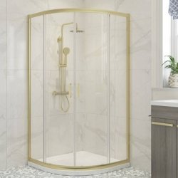 Ajax Keah 6mm Two Door 800mm Quadrant Shower Enclosure in Brushed Brass