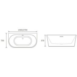 Ajax Hasthorpe 1500 x 750mm Back To Wall Double Ended Bath