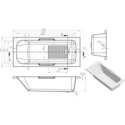 Ajax Hackthorn 1600 x 700mm Twin Grip Single Ended Bath 4mm