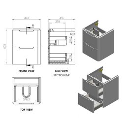 Ajax Ferriby 500mm White Gloss Wall Hung Vanity Unit