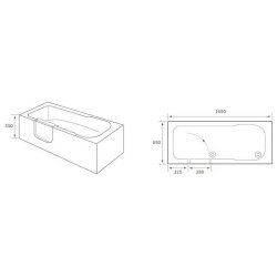 Ajax Woodhall 1690 x 690mm LH Easy Access Walk In Bath