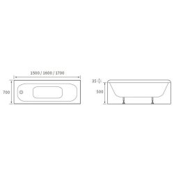 Ajax Tattershall 1500 x 700mm Single Ended Steel Bath