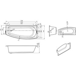 Ajax Mumby 1700 x 740mm RH Space Saving Single Ended Bath