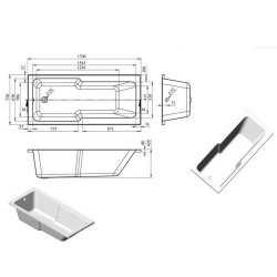 Ajax Harworth 1700 x 750mm Straight Shower Bath