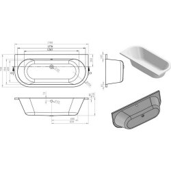 Ajax Willerby 1700 x 750mm Supercast Back To Wall Double Ended Bath