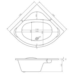 Ajax Cabourne 1350mm Double Ended Corner Bath