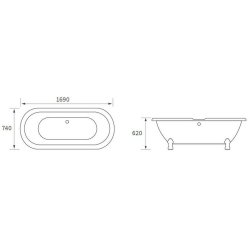 Ajax Anlaby 1690 x 740mm White Freestanding Bath