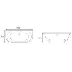 Ajax Hykeham 1700 x 800mm Back To Wall Freestanding Bath