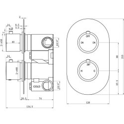 Ajax Matt Black Round Two Outlet Twin Shower Valve