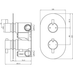 Ajax Brushed Brass Round Thermostatic Two Outlet Twin Shower Valve