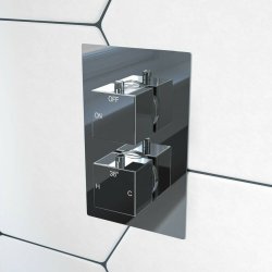 Ajax Brigsley Chrome Square Thermostatic Single Outlet Twin Shower Valve