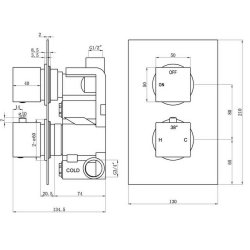 Ajax Brigsley Chrome Square Thermostatic Single Outlet Twin Shower Valve