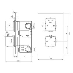 Ajax Brigsley Brushed Brass Square Thermostatic Two Outlet Twin Shower Valve