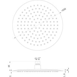 Ajax Chrome 250mm Round Stainless Steel Ultraslim Showerhead