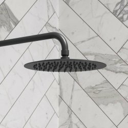 Ajax Matt Black 200mm Round Stainless Steel Showerhead