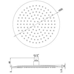 Ajax Matt Black 250mm Round Stainless Steel Showerhead