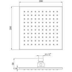 Ajax Chrome 200mm Square Brass Showerhead