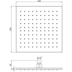 Ajax Chrome 250mm Square Brass Showerhead