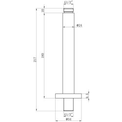 Ajax Chrome 180mm Round Ceiling Arm