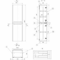 Ajax Humberston 454mm Grey Gloss Wall Hung Tall Storage Unit