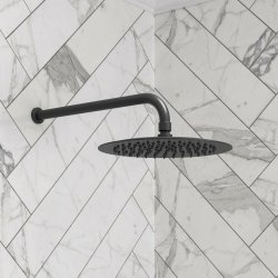 Ajax Matt Black 335mm Round Shower Arm