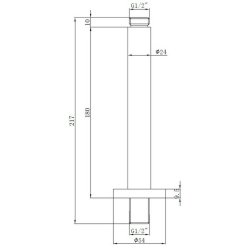 Ajax Matt Black 180mm Round Ceiling Arm