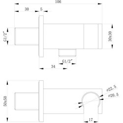 Ajax Chrome Square Handset Wall Bracket with Wall Outlet