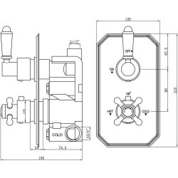 Ajax Beelsby Chrome Traditional Thermostatic Single Outlet Twin Shower Valve