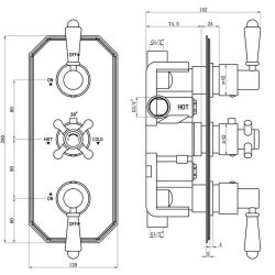 Ajax Beelsby Chrome Traditional Thermostatic Two Outlet Triple Shower Valve